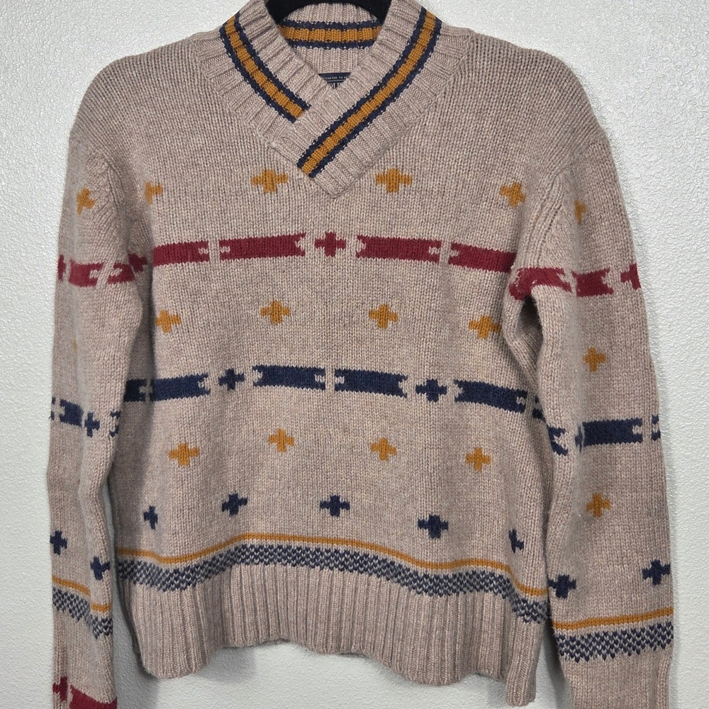 Pendleton Hallie 100% Merino Wool Graphic Sweater Women S Barley Multi
